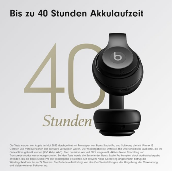 Beats Studio Pro – Komplett Kabellose Bluetooth Noise Cancelling Kopfhörer – Personalisiertes 3D Audio, USB-C verlustfreies Audio, Apple & Android Kompatibilität - Schwarz - Image 3