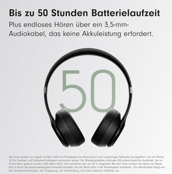 Beats Solo 4 Wireless Bluetooth On-Ear Headphones, Apple & Android Compatible, Up to 50 Hours Battery Life - Matte Black - Image 3