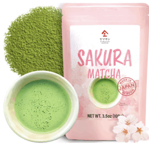 YAMASAN KYOTO UJI Matcha Green Tea Powder with Cherry Blossom Tea, Japanese Drinks, Japanese Food, Culinary Grade (100g)